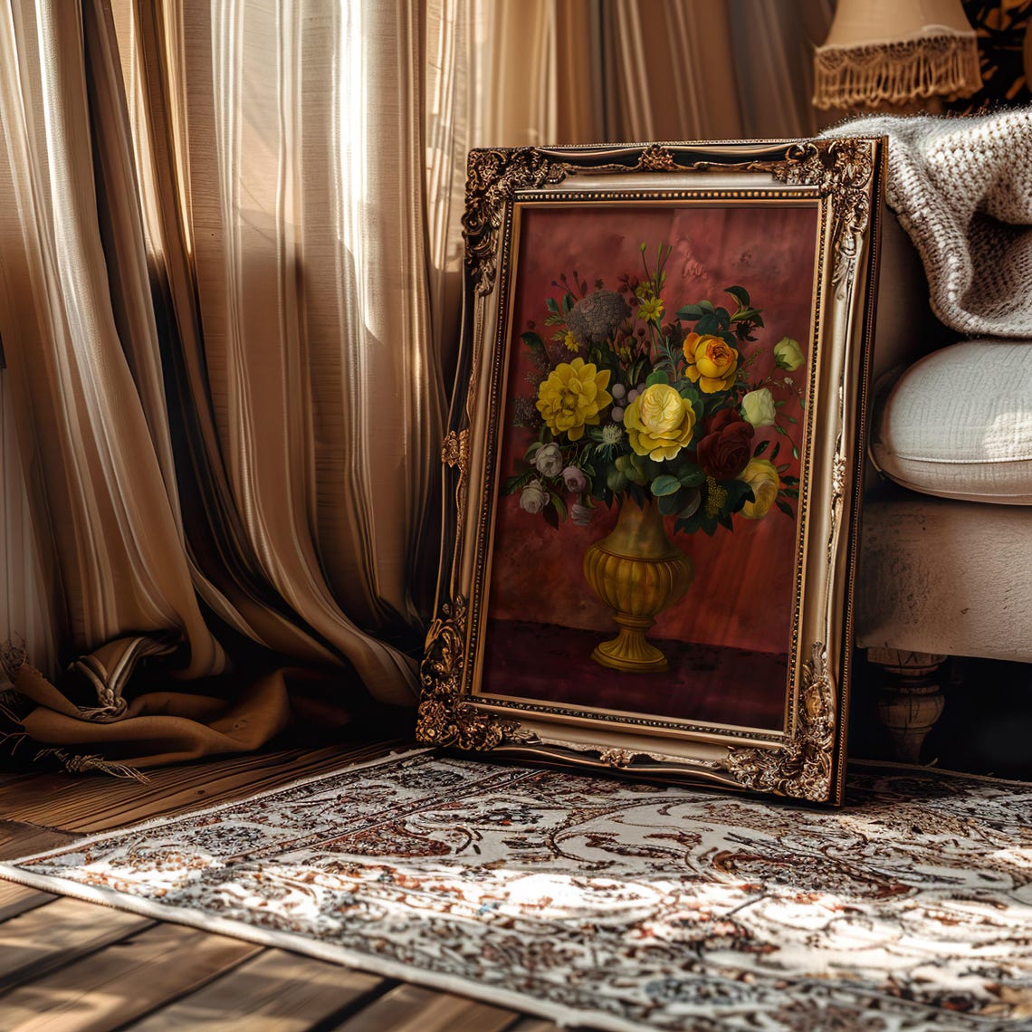 Moody Flowers Painting Vase Of Flowers Print Vintage Floral Decor Gothic Wall Art Dark Academia Print Antique Painting Dark Flower Prints - Image 4
