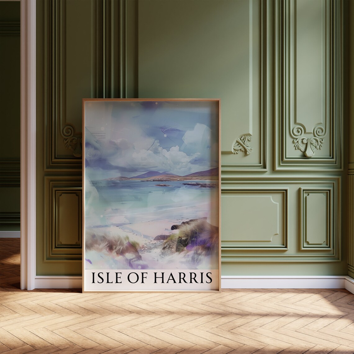 Isle of Harris Pastel Pink Beach Dunes Watercolor Art Poster - Image 3
