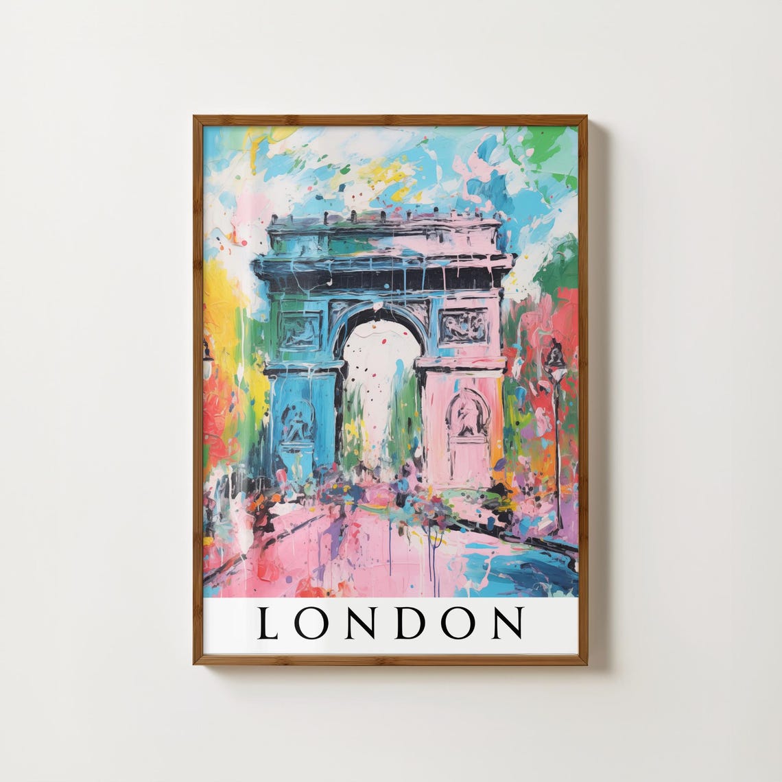 London Labeled Triumphal Arch Colorful Painted Travel Poster