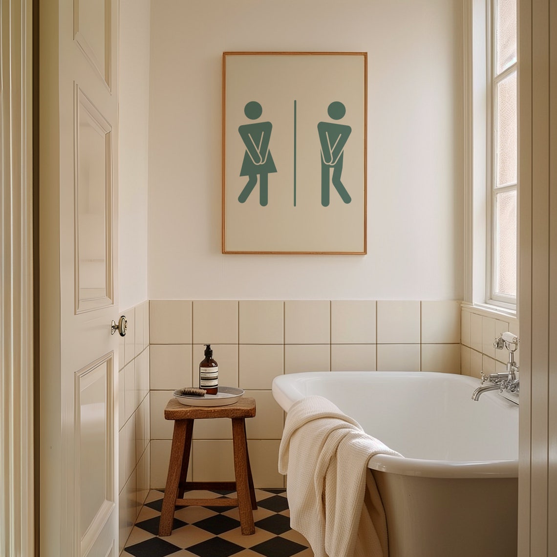 Funny Toilet Door Sign Red Pictogram Humorous Bathroom Poster - Image 3