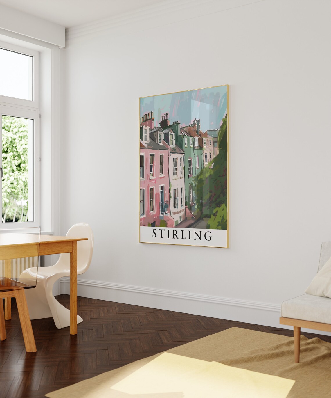 Stirling Colourful Pastel Townhouses Street Painting Art Poster - Image 4