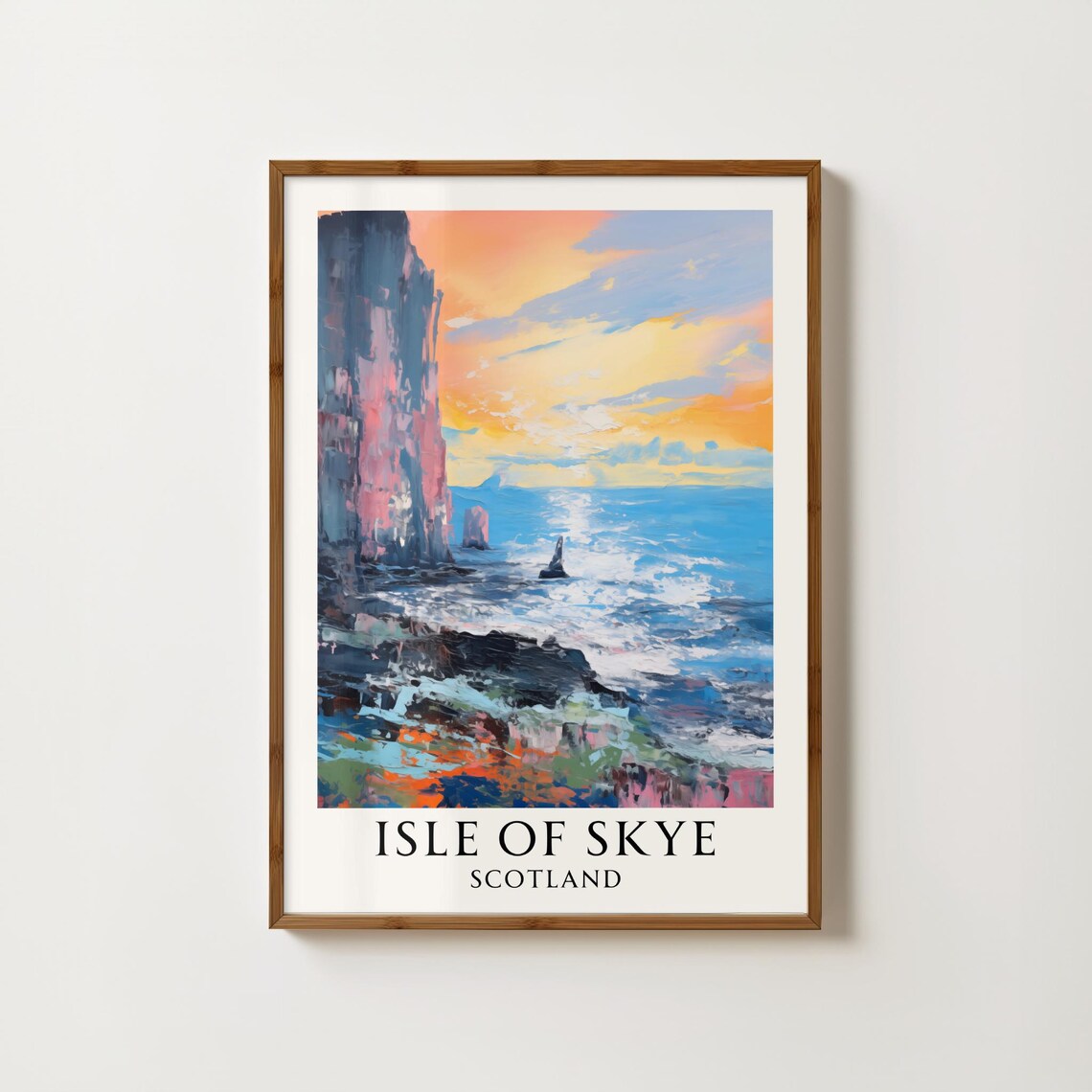 Isle of Skye Sunset Sea Cliffs Waves Scotland Travel Art Poster