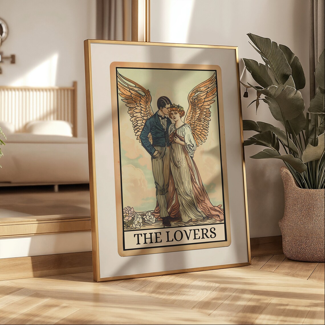 The Lovers Tarot Card, Boho Spiritual Art Print - Image 3