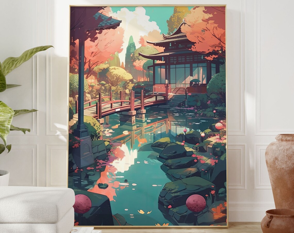 Zen Anime Poster, Lofi Indie Room Art Print - Image 2