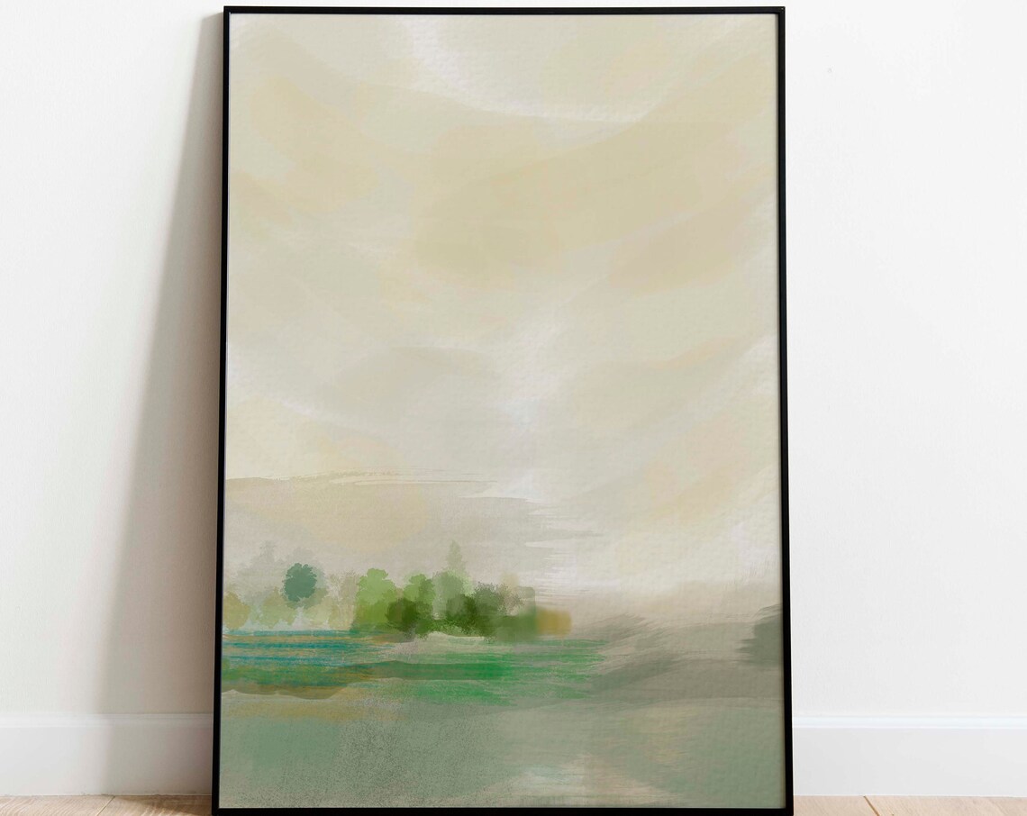 Field Landscape Oil Painting, Minimalist Neutral Art Print - Image 4