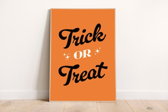 Trick Or Treat Instant Spooky Season Cute Typography Halloween Poster Decor Art Print Wall