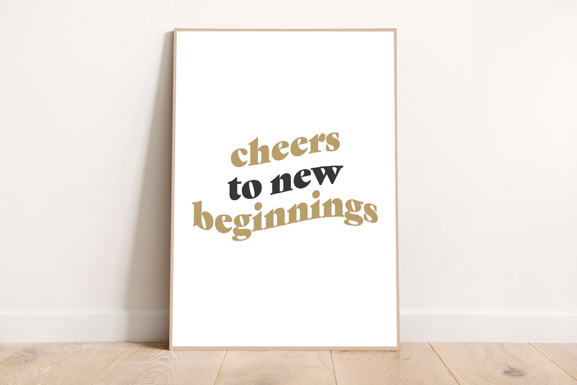 Cheers To New Beginnings Gold Black Retro New Years Eve Wall Poster