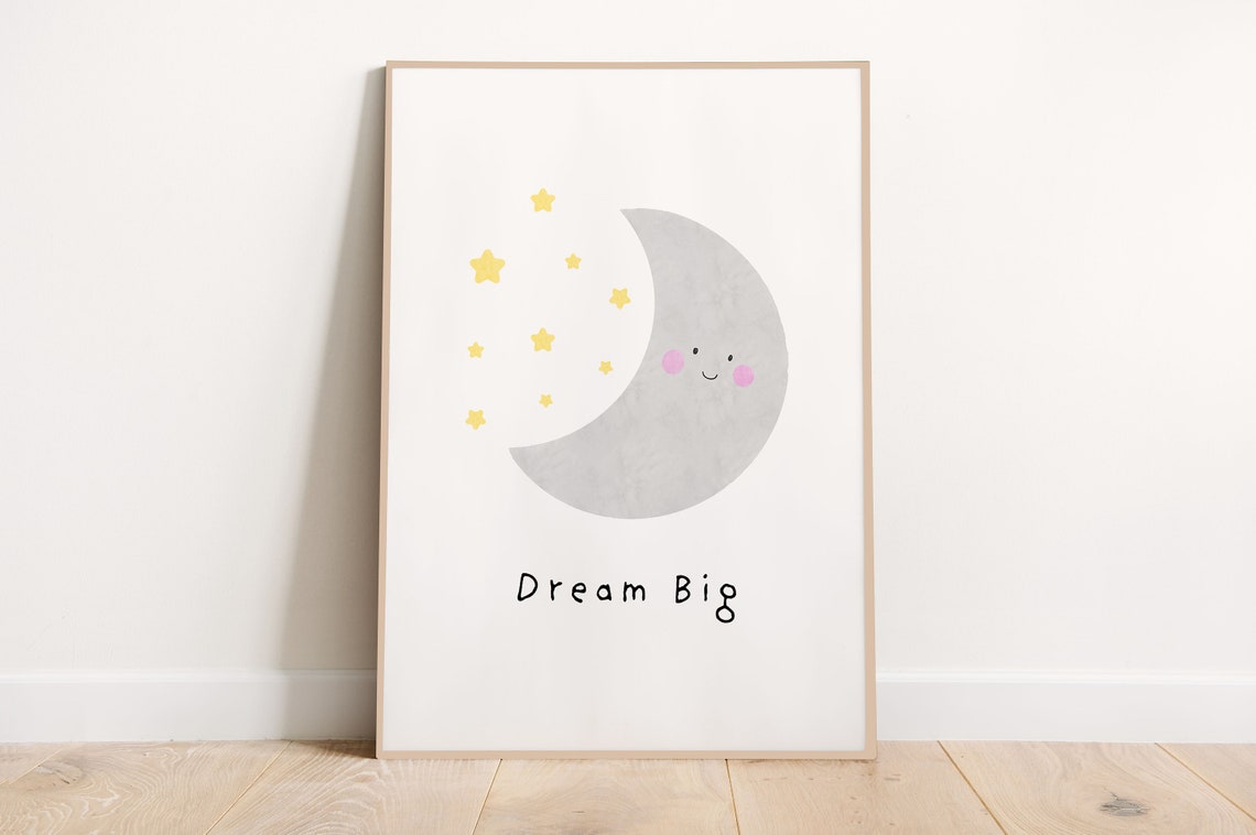 Moon Motivational Print Educational Posters Set Montessori Classroom Decor Kids Playroom