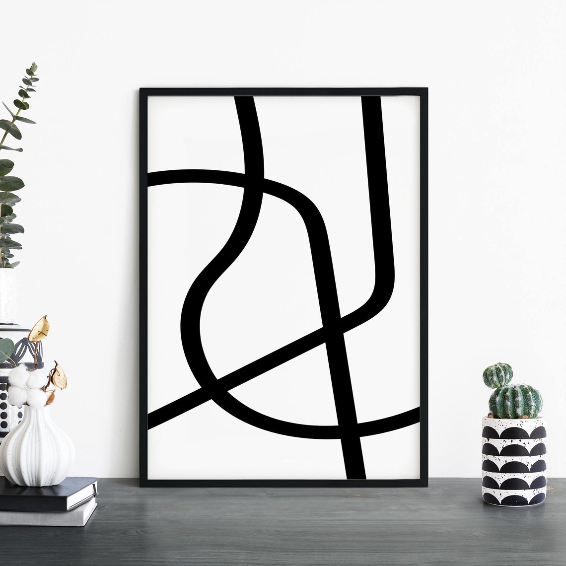 Scribbles No 3 Bold Black White Abstract Line Art Minimalist Poster