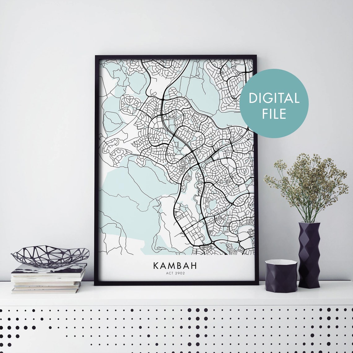 Kambah Canberra Australia Black And White Street Map Art Print