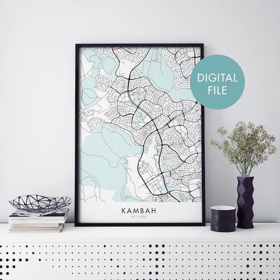 Kambah Canberra Australia Black And White Street Map Art Print
