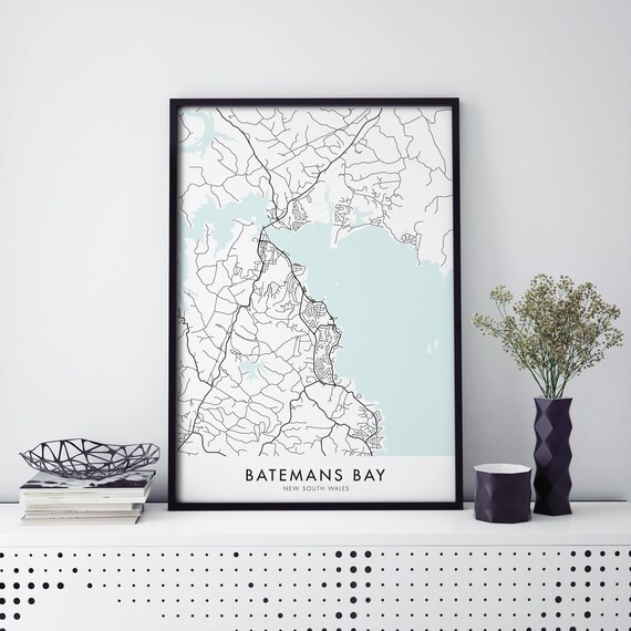 Batemans Bay New South Wales Elegant Coastal Map Wall Poster