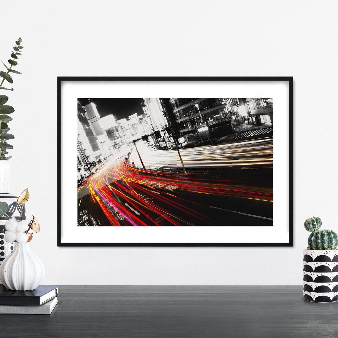 Shinjuku Night Highway Light Trails Tokyo Neon Street Photo Poster