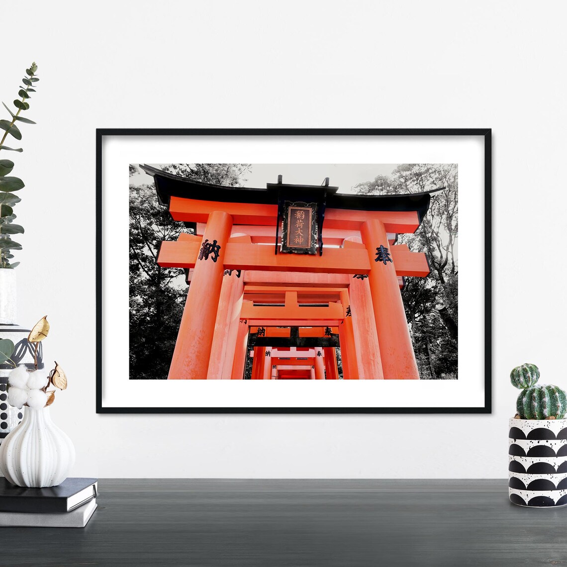 Red Torii Gates at Fushimi Inari Shrine Kyoto Japan Travel Poster