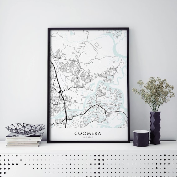 Coomera QLD 4209 Minimalist City Map Decor Modern Street Line Art Poster
