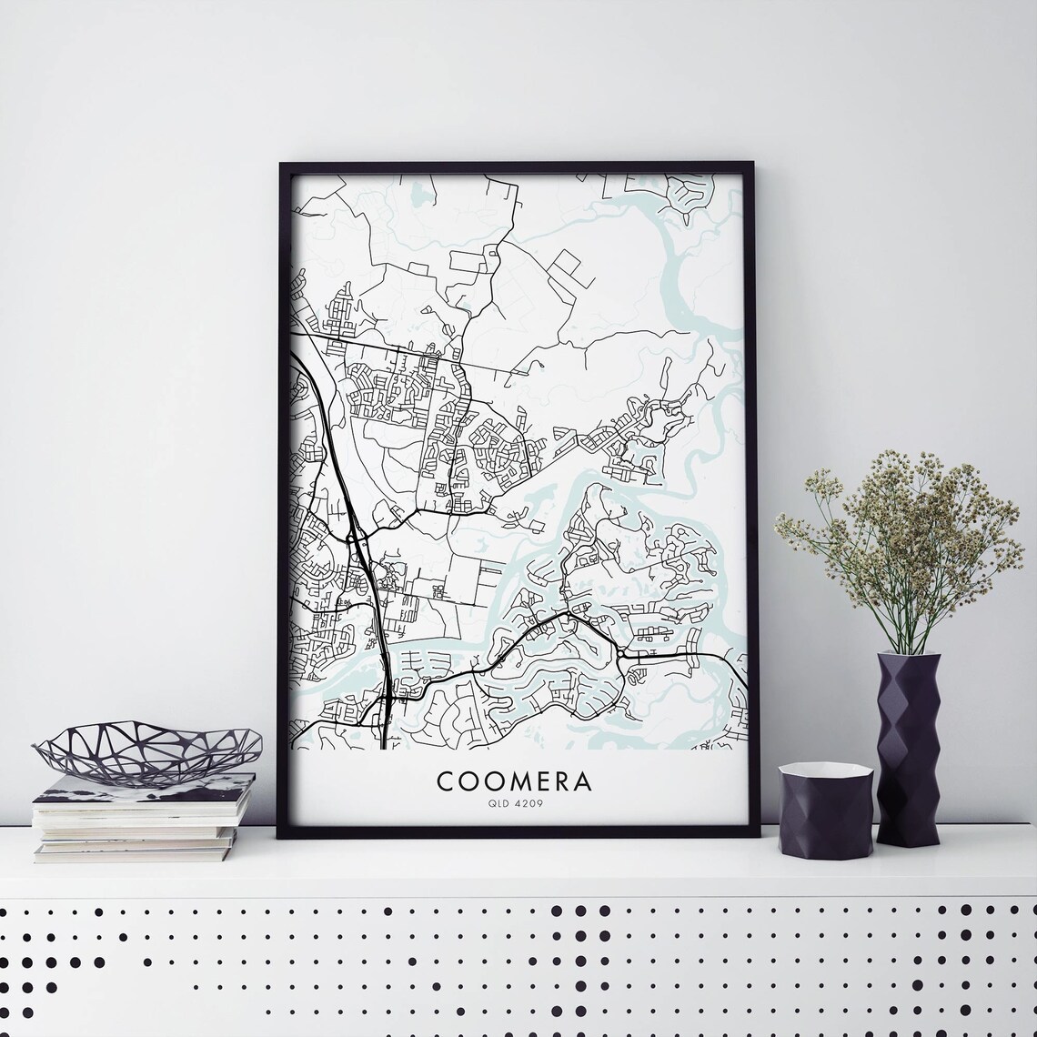 Coomera QLD 4209 Minimalist City Map Decor Modern Street Line Art Poster