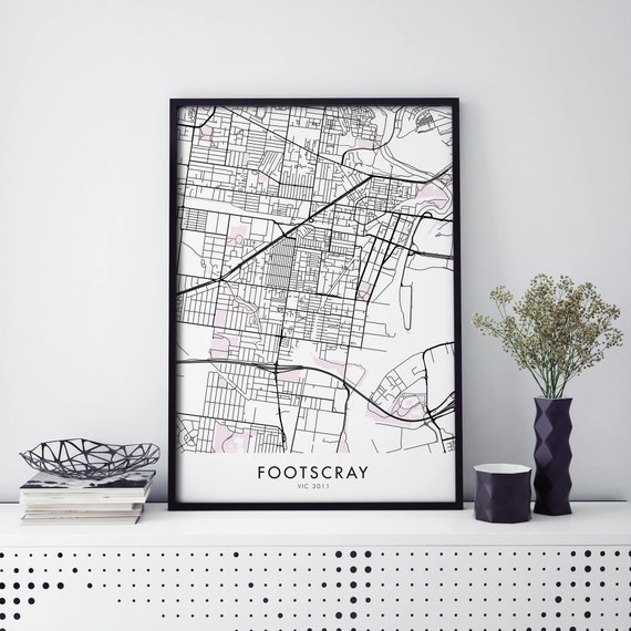 Footscray Melbourne City Map Art Print