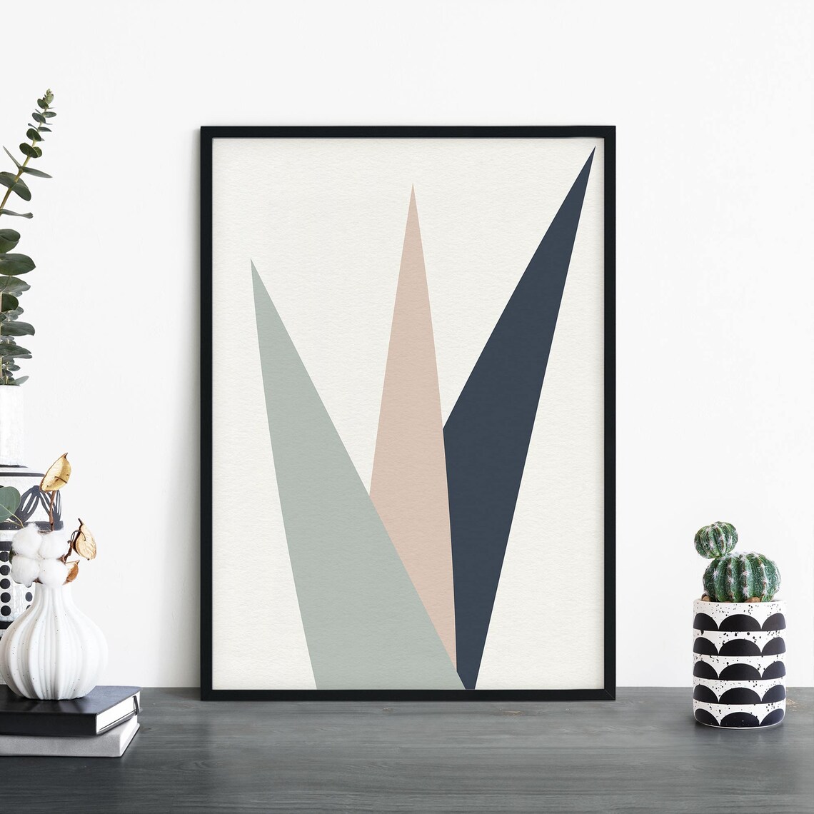 Organic Hues No15 Abstract Geometric Blades Minimalist Art Poster