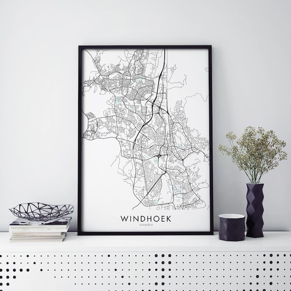 Windhoek Namibia Minimalist Black City Street Map Art Poster