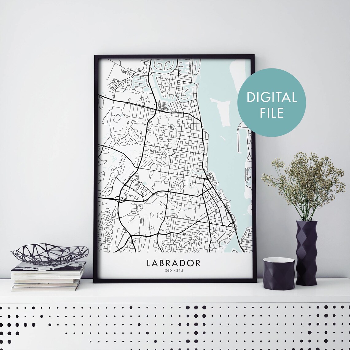 Labrador Gold Coast Australia City Street Map Travel Art Poster