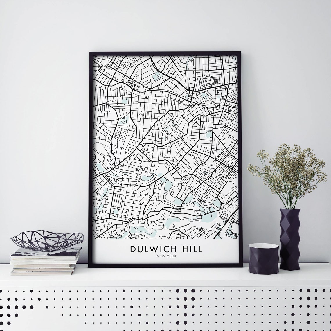 Dulwich Hill Sydney Street Map Poster Minimalist Black Line Gift