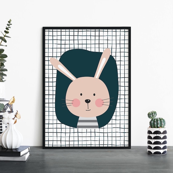 Bunny Poster Print Wall Art Childrens Kids Boys Girls Nursery Bedroom A4 A3 A2 A1