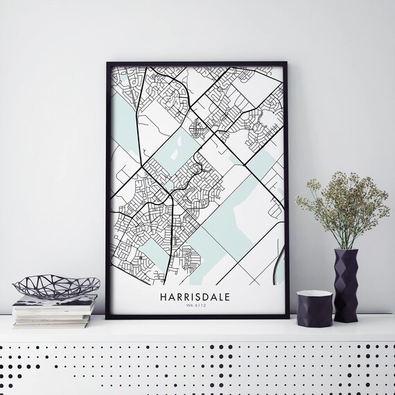 Harrisdale Perth WA Street Map Poster in Crisp Black and White