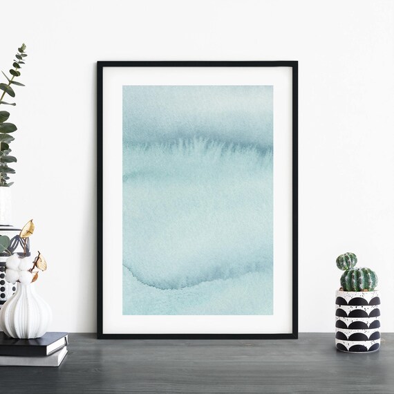 Seaside Teal Watercolor Abstract Minimal Coastal Gradient Poster
