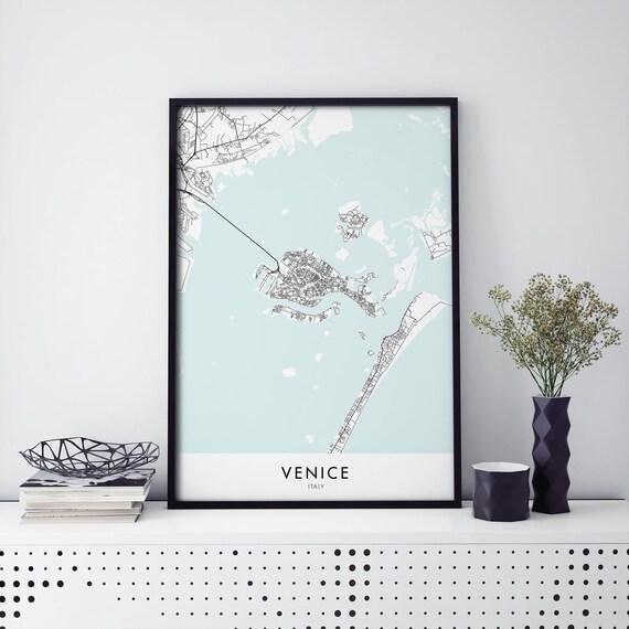 Venice Italy Lagoon City Map Pale Blue Minimalist City Print