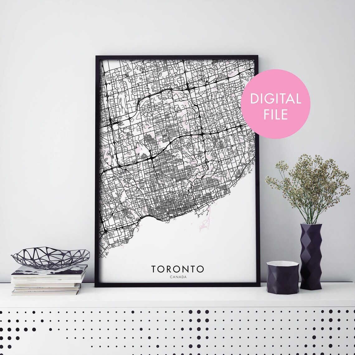 Toronto Canada City Map Art Print, Travel Poster