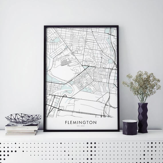 Flemington Melbourne VIC 3031 Black and White City Map Poster