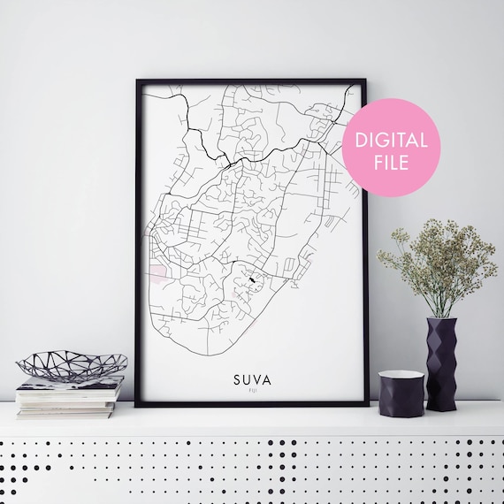 Suva Fiji Minimalist Pacific Capital City Street Map Wall Poster