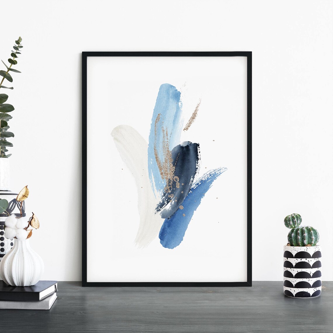 Blue Abstract Art Print, Modern Wall Decor