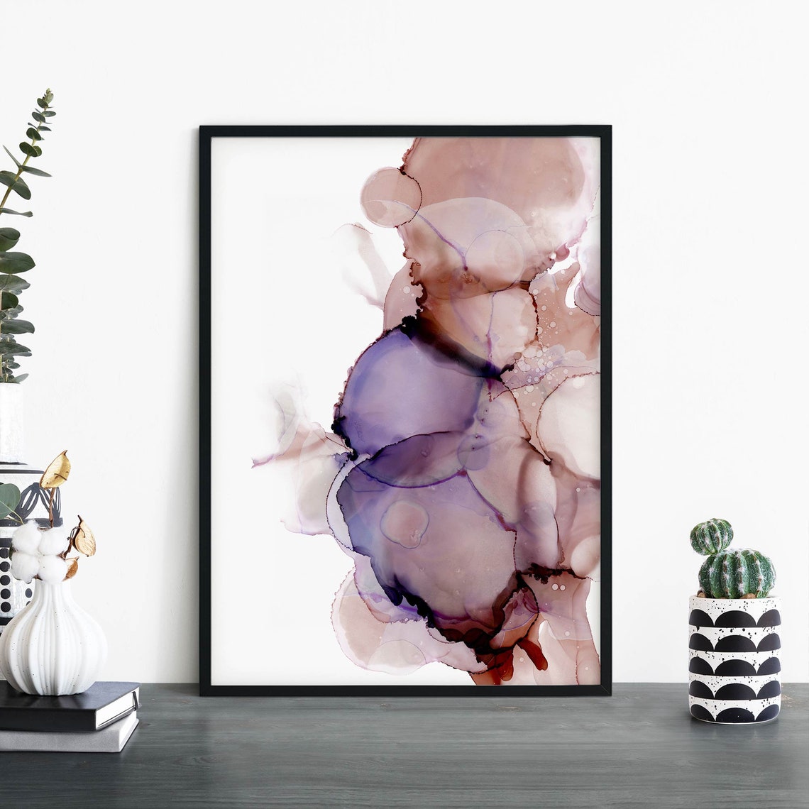 Blush Inkblot Abstract Watercolor Modern Minimalist Art Print