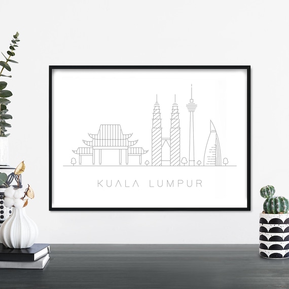 Kuala Lumpur Skyline Line Art Poster Petronas Towers Malaysia