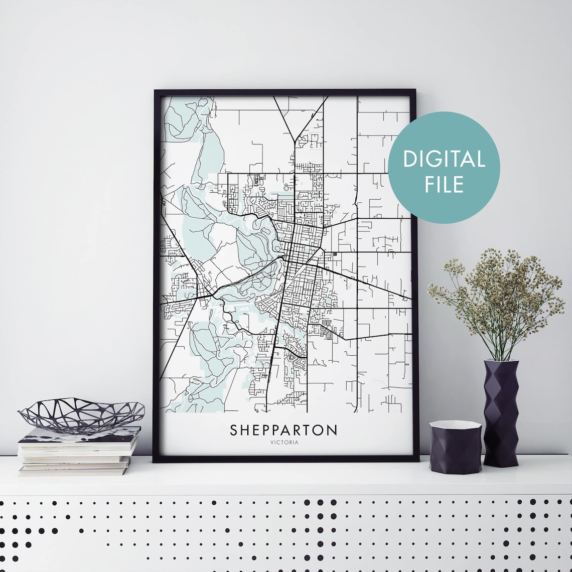 Shepparton Victoria Australia Street Map City Travel Art Poster