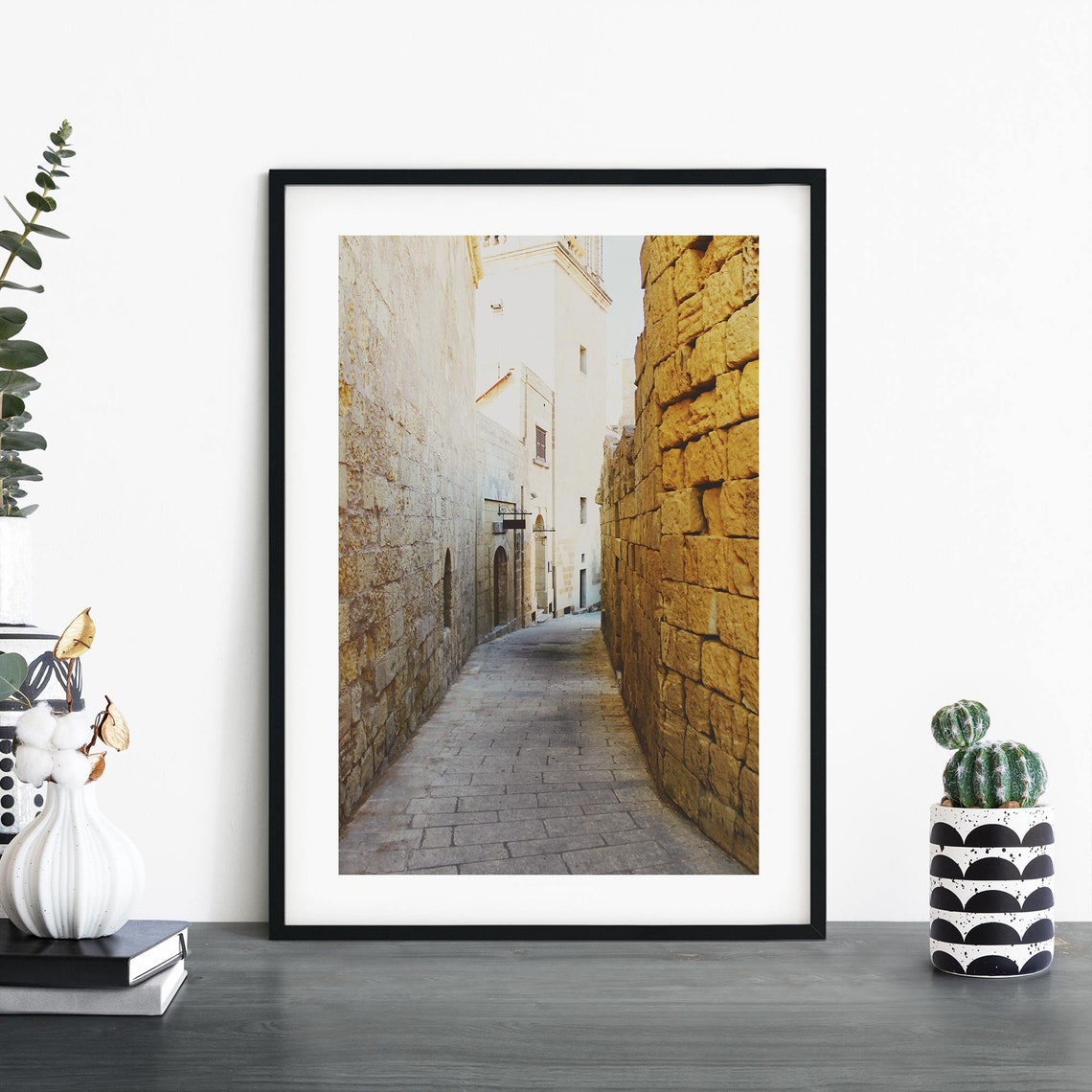 Gozo Malta Ancient Stone Laneway Photography Travel Wall Art