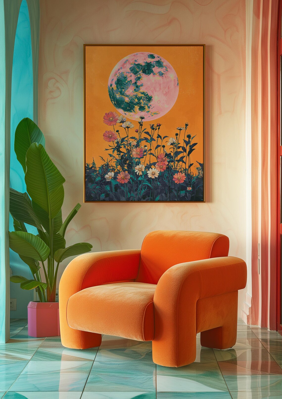 Wildflowers Moon Poster, Vintage Retro 70s Decor - Image 4