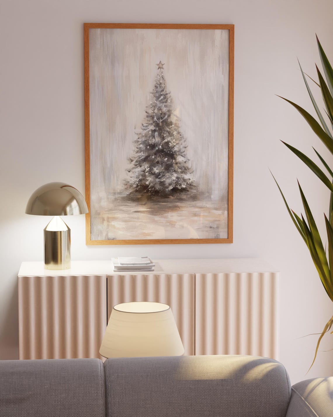 Neutral Christmas Tree Minimalist Painting Holiday Decor Poster - Image 2