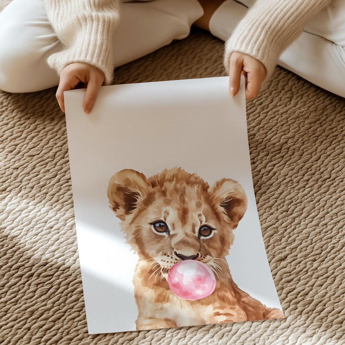 Lion Cub Bubblegum, Cute Safari Nursery Decor - Image 6