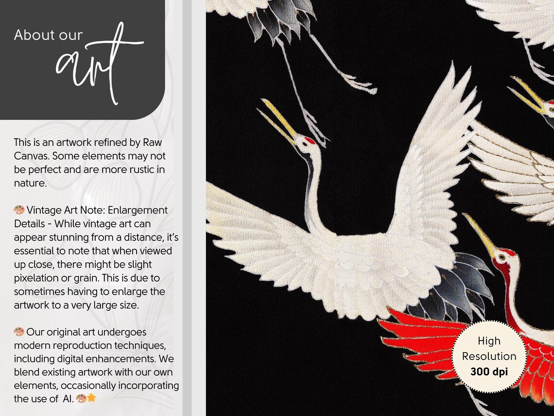 Japanese Flying Cranes - Vintage Kimono Print - Image 2