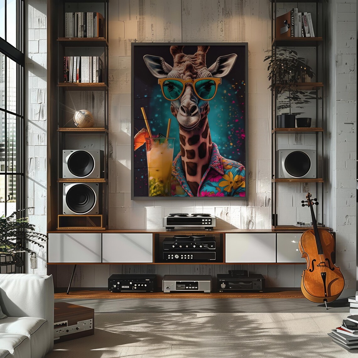 Funky Giraffe Pop Art Poster, Retro Safari Decor - Image 5