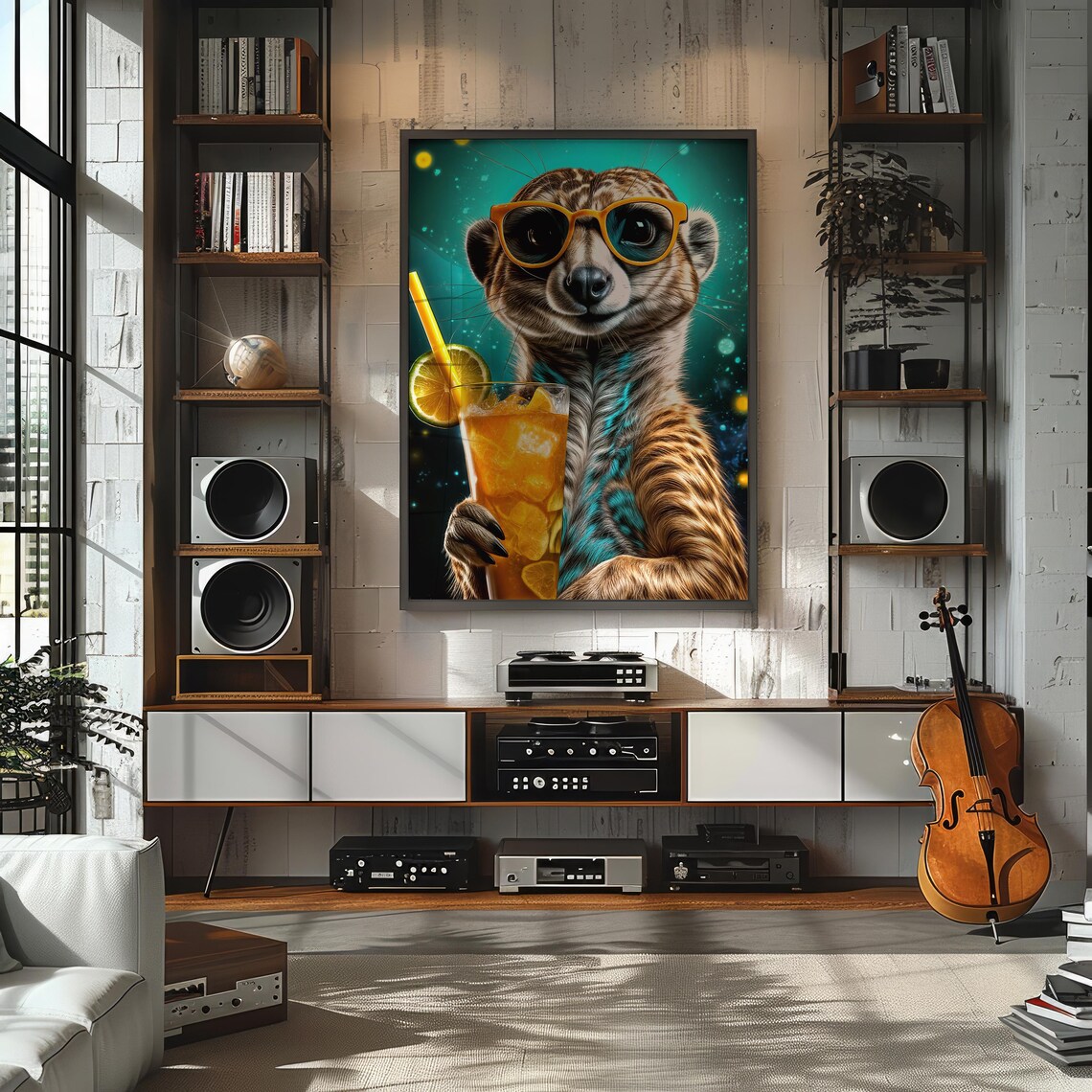Funky Meerkat Retro Pop Art, Neon Wildlife Poster - Image 6