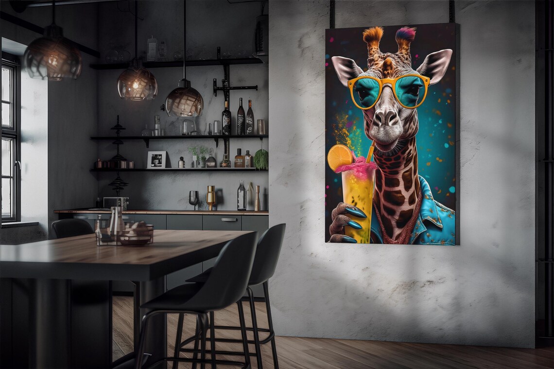 Funky Giraffe Pop Art Poster, Retro Safari Decor - Image 4