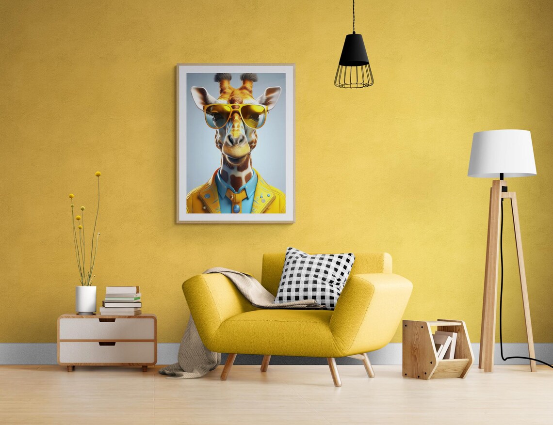 Giraffe Pop Art, Modern Office Decor Print - Image 2