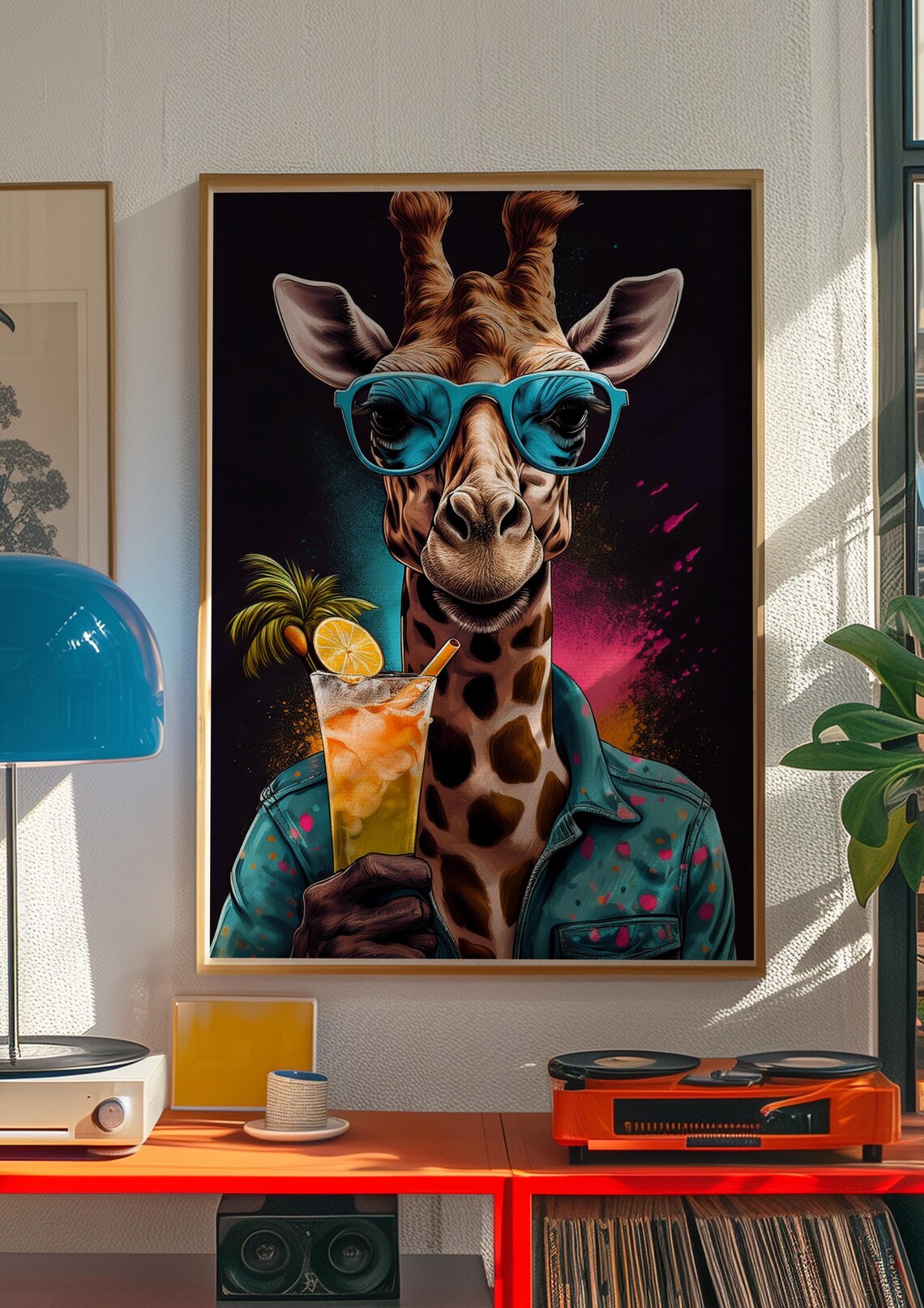 Funky Giraffe Neon Pop Art, Retro Safari Decor - Image 5