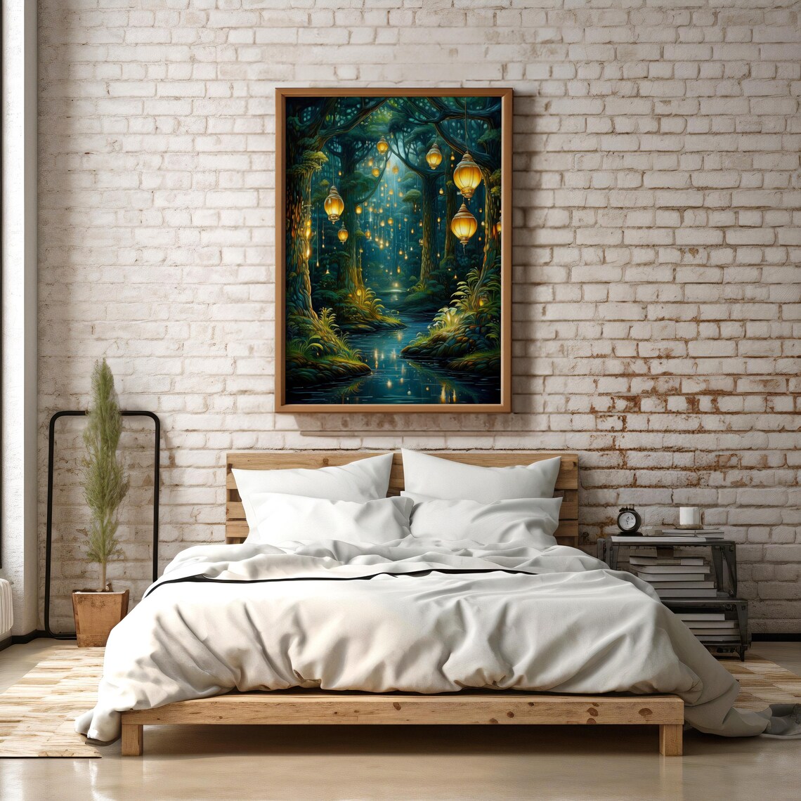 Enchanted Forest, Fantasy Lantern Landscape Print - Image 2