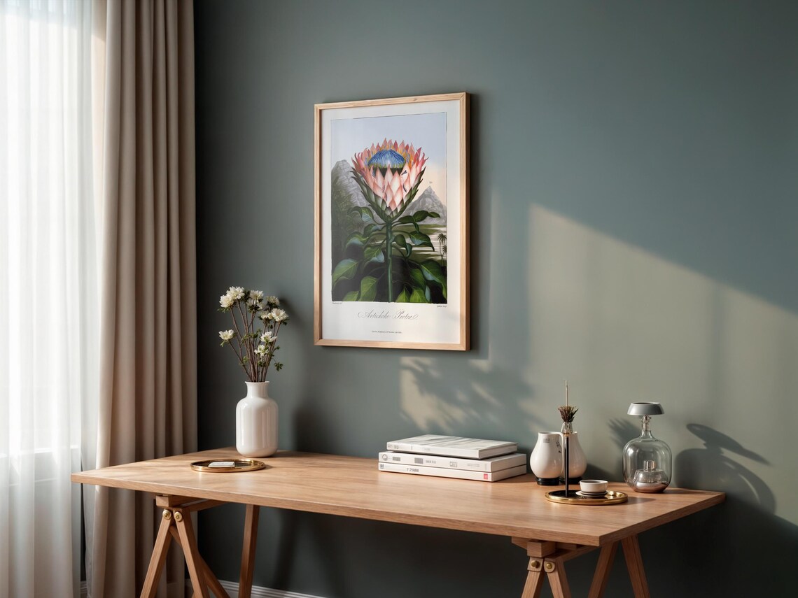 Vintage King Protea Botanical Art Print, Farmhouse Kitchen - Image 4