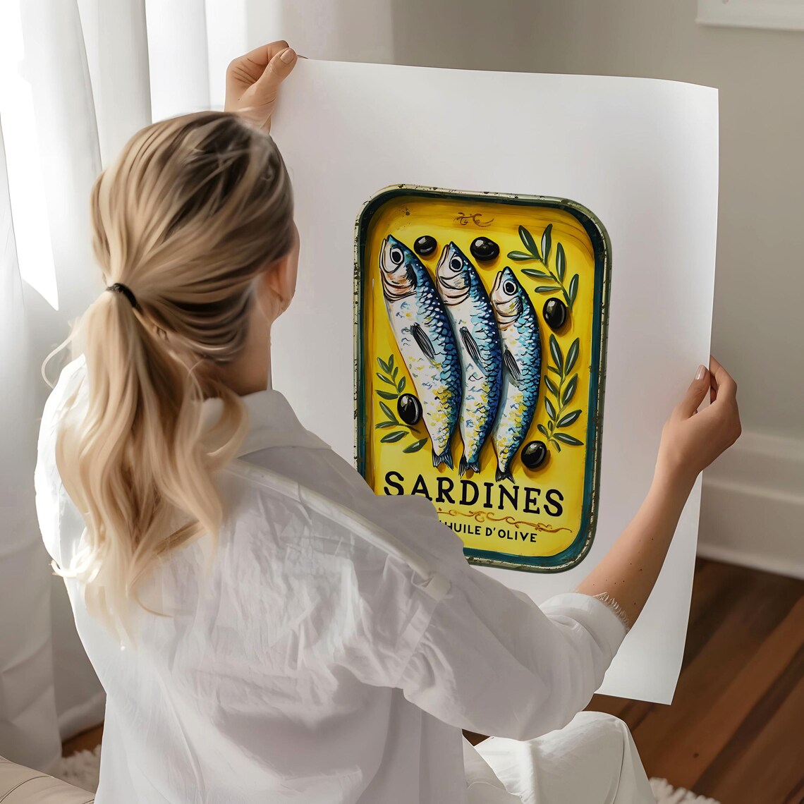 Minimalist Sardine Tin Art Print, Retro Seafood Decor - Image 6