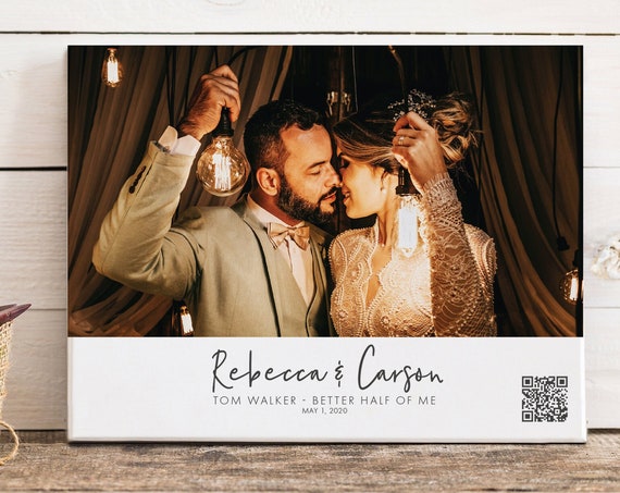 Qr Code Photo Art To Play Your First Dance Wedding Gift Custom Anniversary Gift Framed Unframed And Hanging Rope Board Option